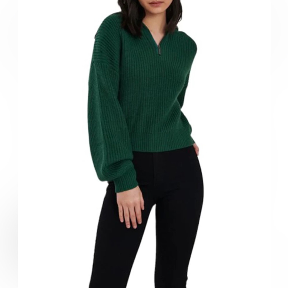 Green Ribbed Women's Sweater